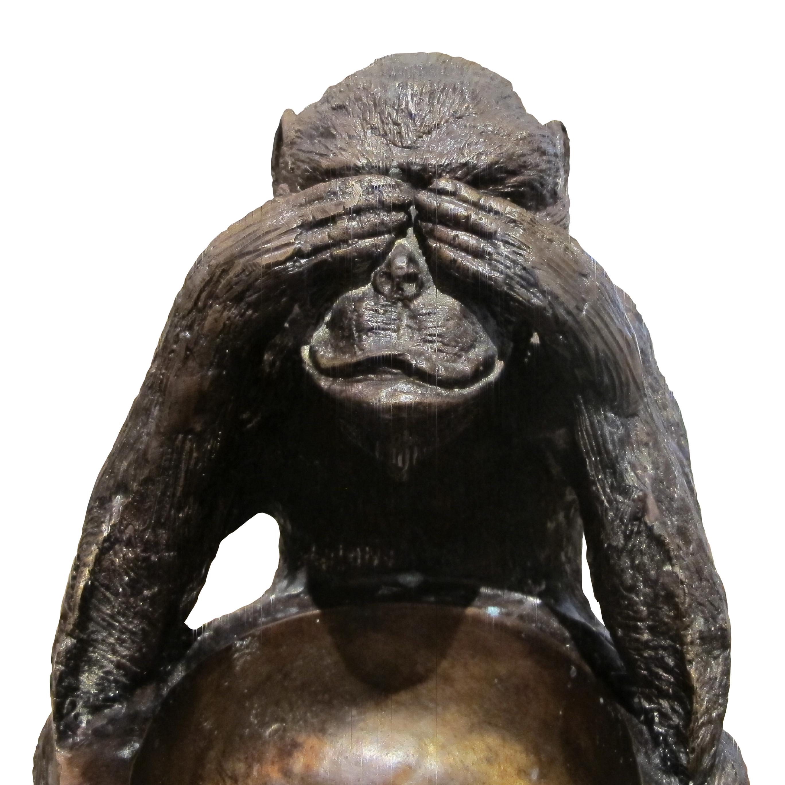 Three Wise Monkeys Bronze Sculptures “See No Evil, Hear No Evil, Speak No Evil” For Sale 9
