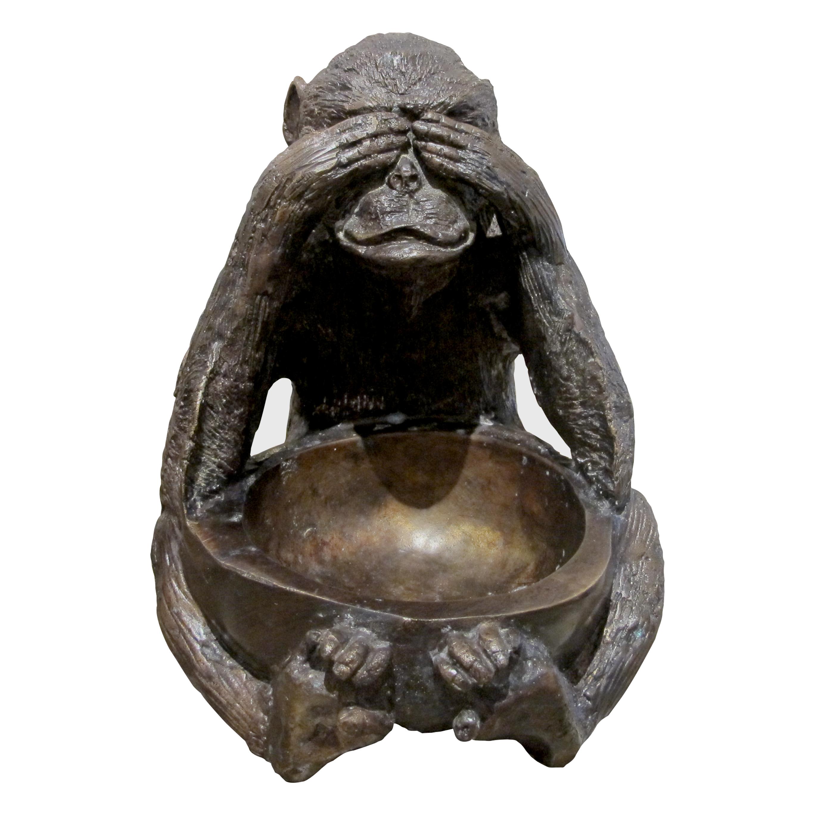 English Three Wise Monkeys Bronze Sculptures “See No Evil, Hear No Evil, Speak No Evil” For Sale