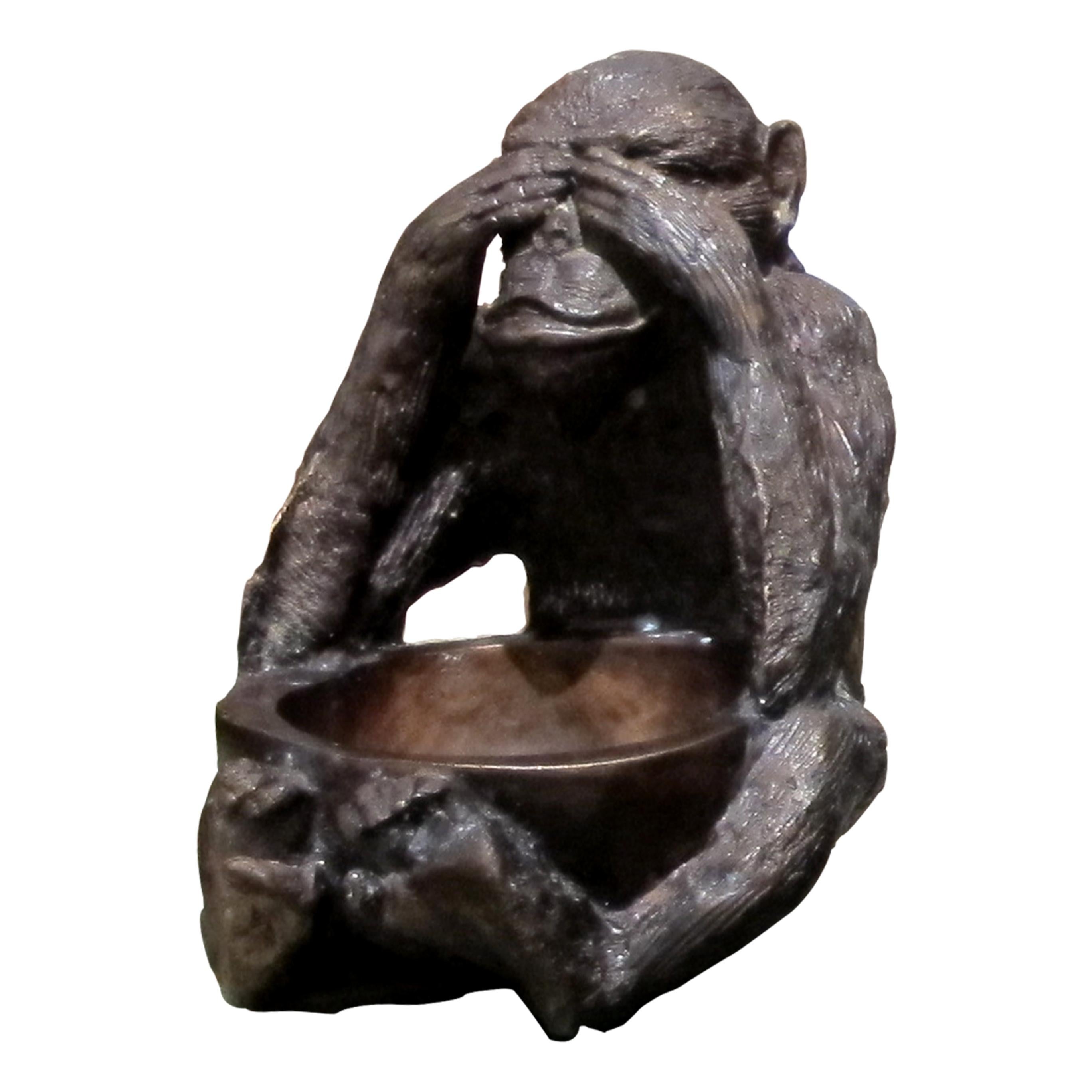 Cast Three Wise Monkeys Bronze Sculptures “See No Evil, Hear No Evil, Speak No Evil” For Sale
