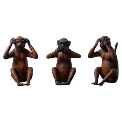Sculptures en cuir des trois singes sages