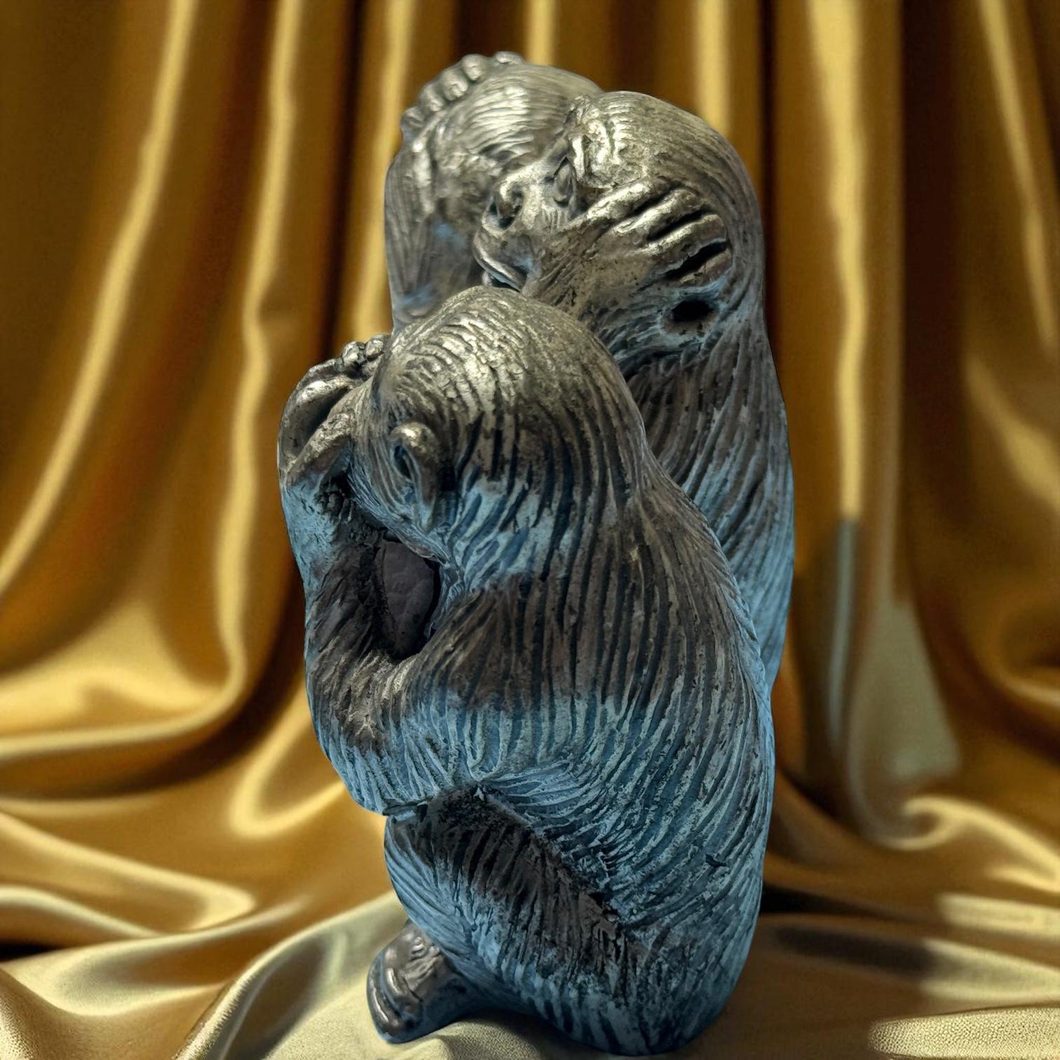 Statue sculptée en métal « Trois singes sages singes », Allemagne, années 1960 en vente 7