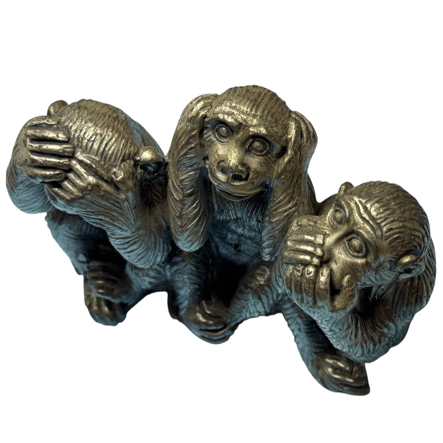 Statue sculptée en métal « Trois singes sages singes », Allemagne, années 1960 Bon état - En vente à Nuernberg, DE