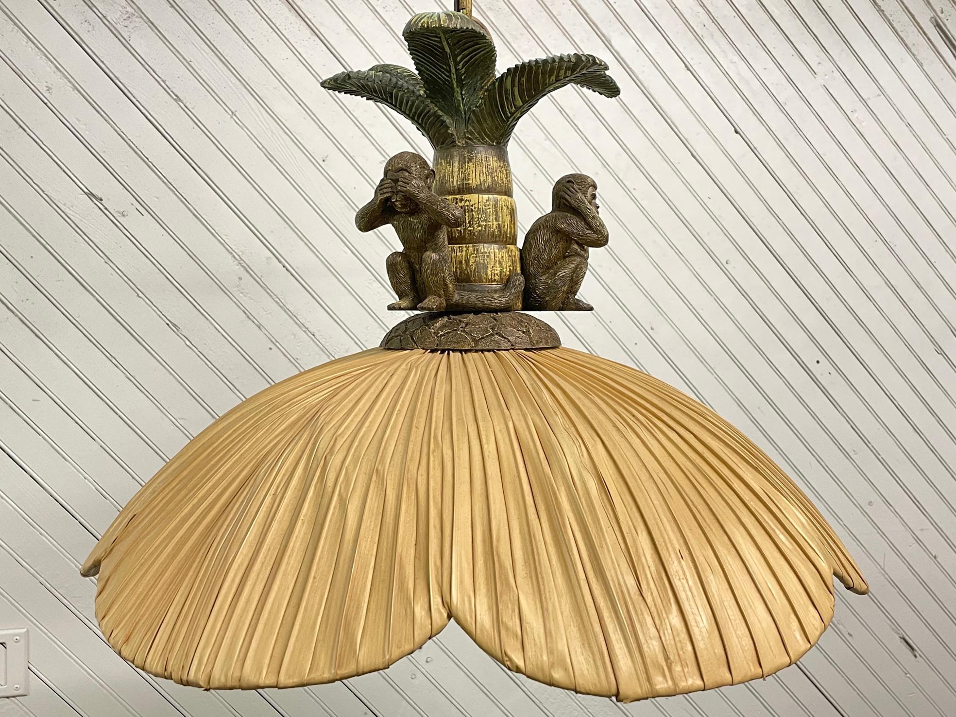 Organic Modern Three Wise Monkeys Tropical Chandelier For Sale