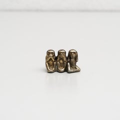 Three Wise Monkeys Vintage Small Metal Figure, circa 1950