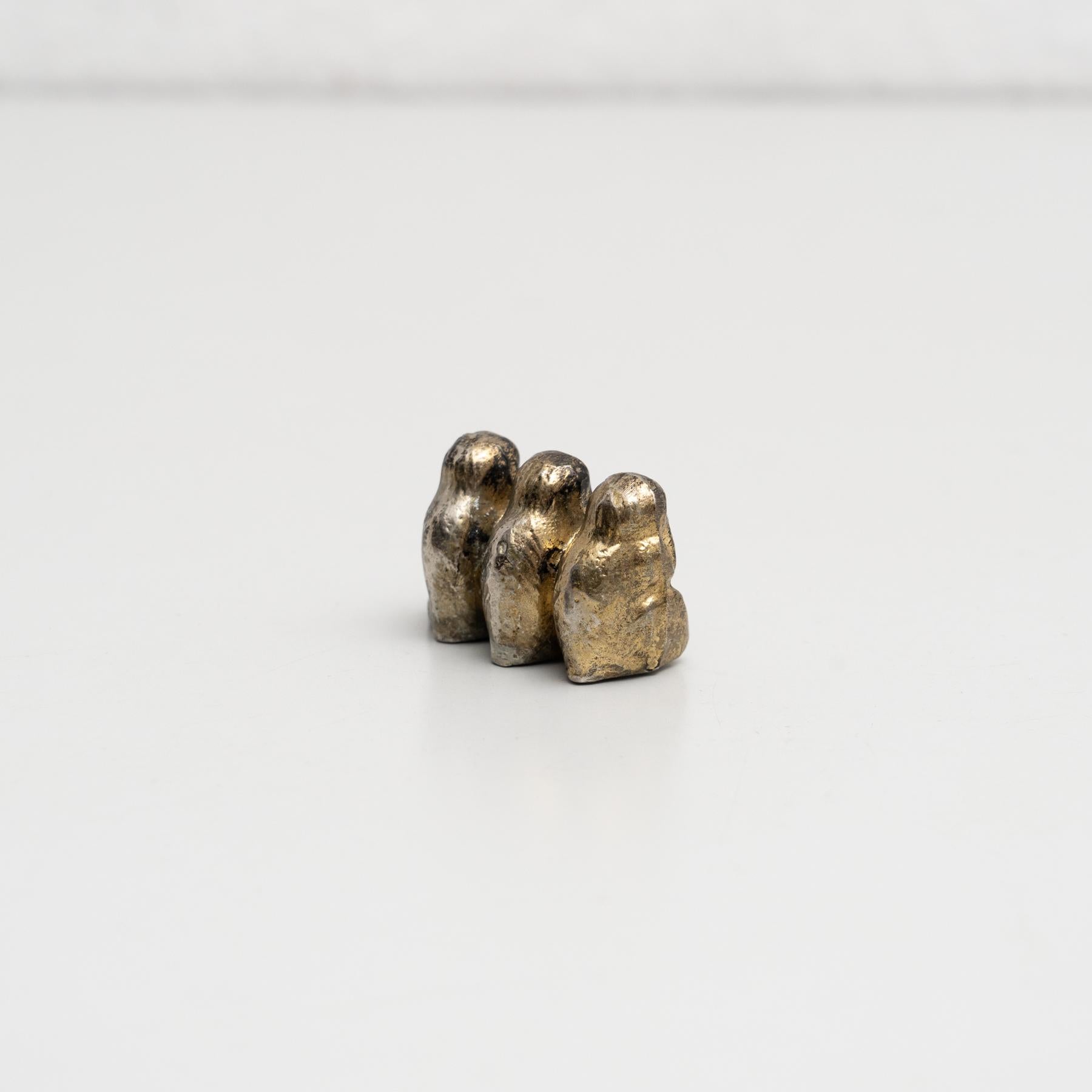 Mid-20th Century Three Wise Monkeys Vintage Small Metal Figure, circa 1950