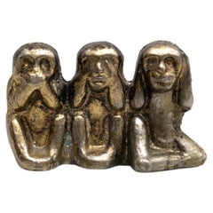 Three Wise Monkeys Vintage Small Metal Figure, circa 1950