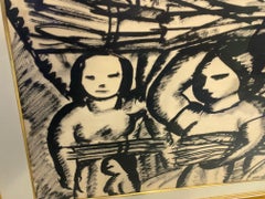 Three Women Carrying Bundles by Francisco Narvaez, Ink on Paper