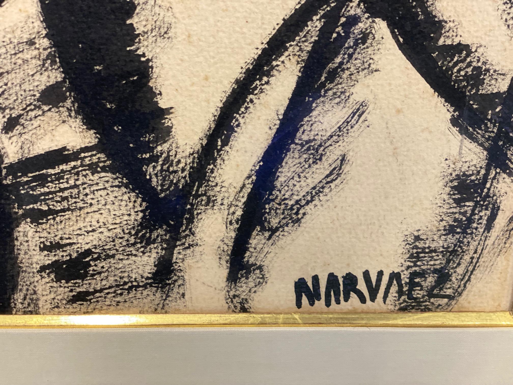 Dipinto a mano Tre donne che trasportano fagotti di Francisco Narvaez, inchiostro su carta in vendita