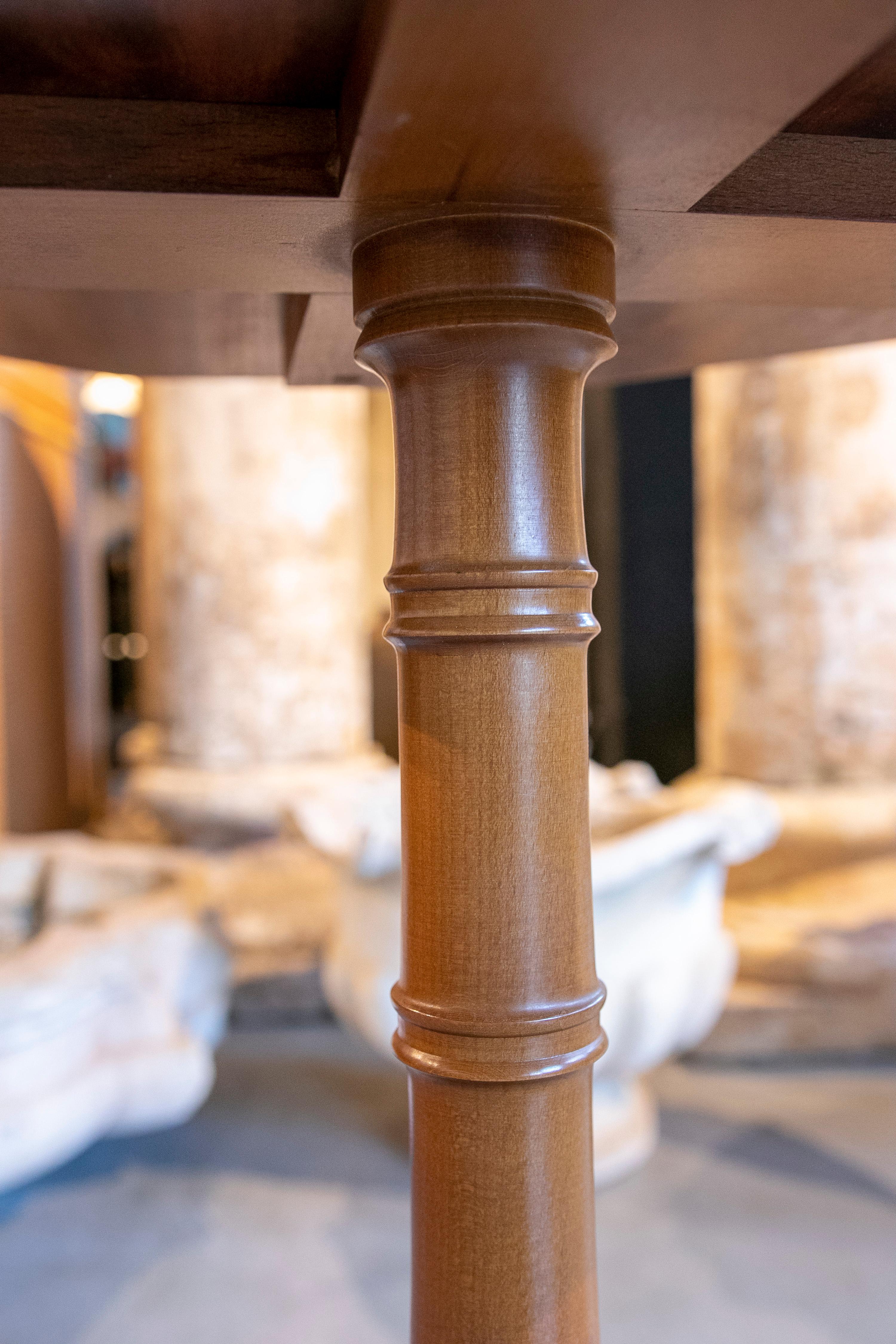 Three Wooden Side Tables with Octagonal Top and Bamboo-Like Legs 8