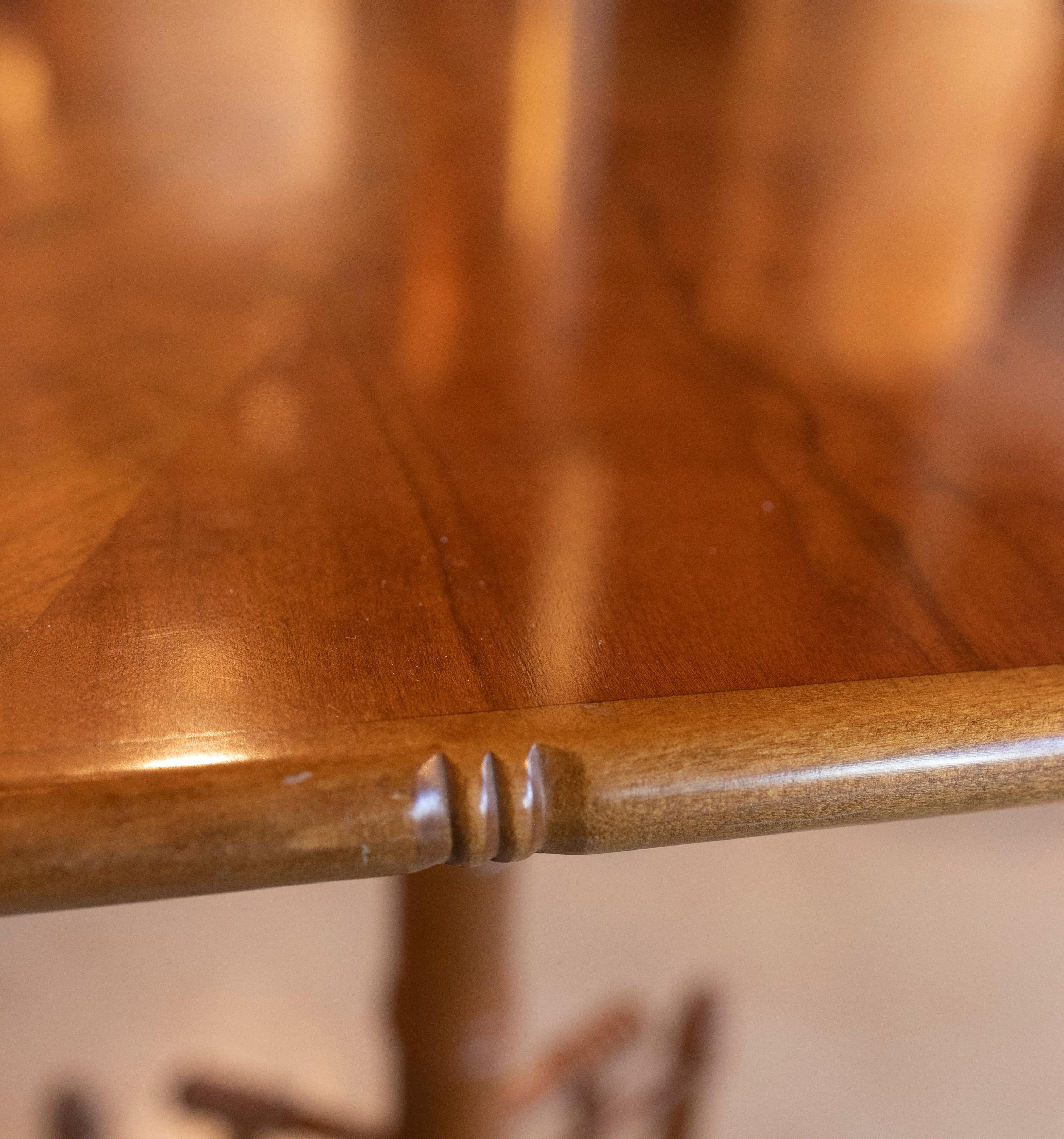 Three Wooden Side Tables with Octagonal Top and Bamboo-Like Legs 9
