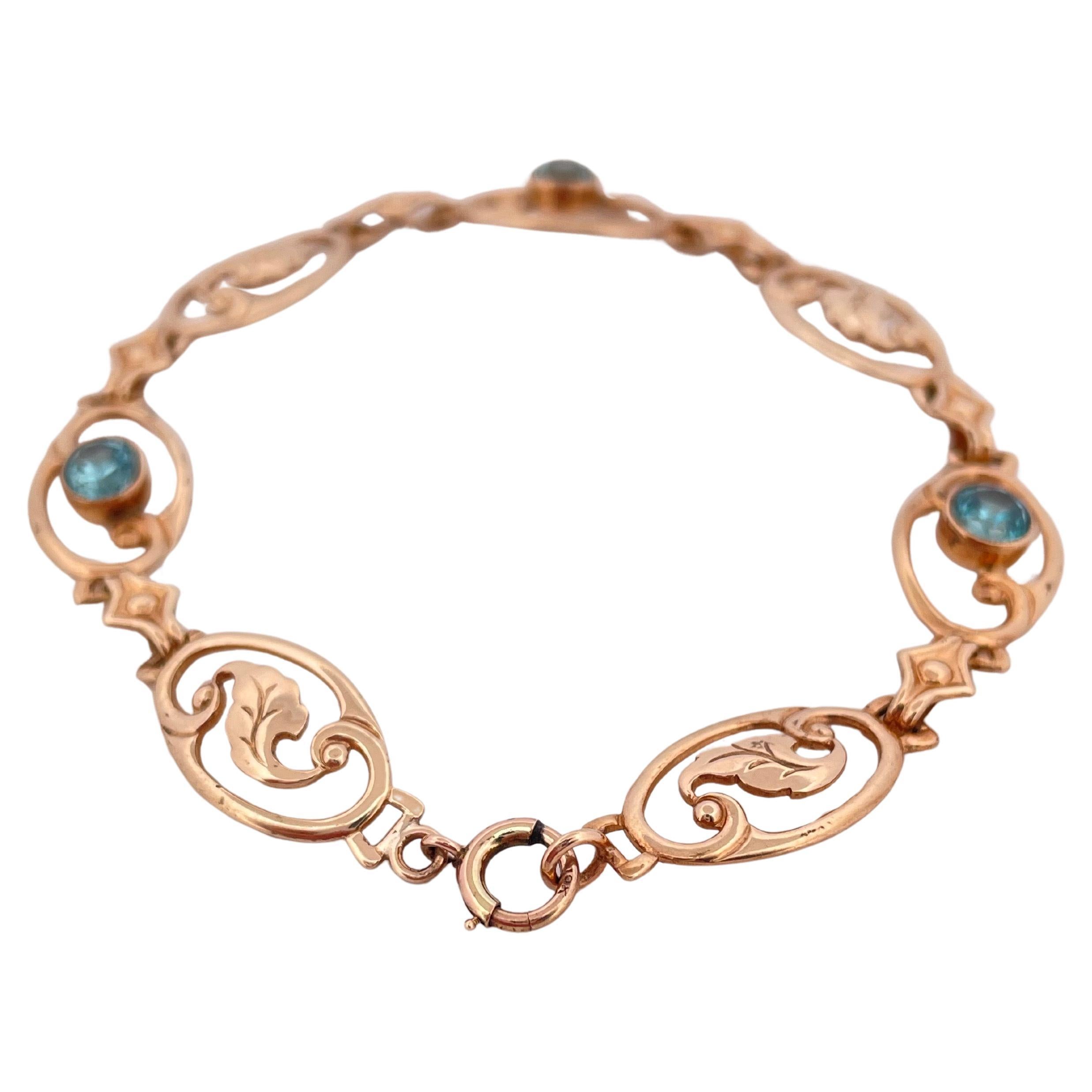 Round Cut Three Zircon Stoned Bracelet Set in 10K Yellow Gold For Sale