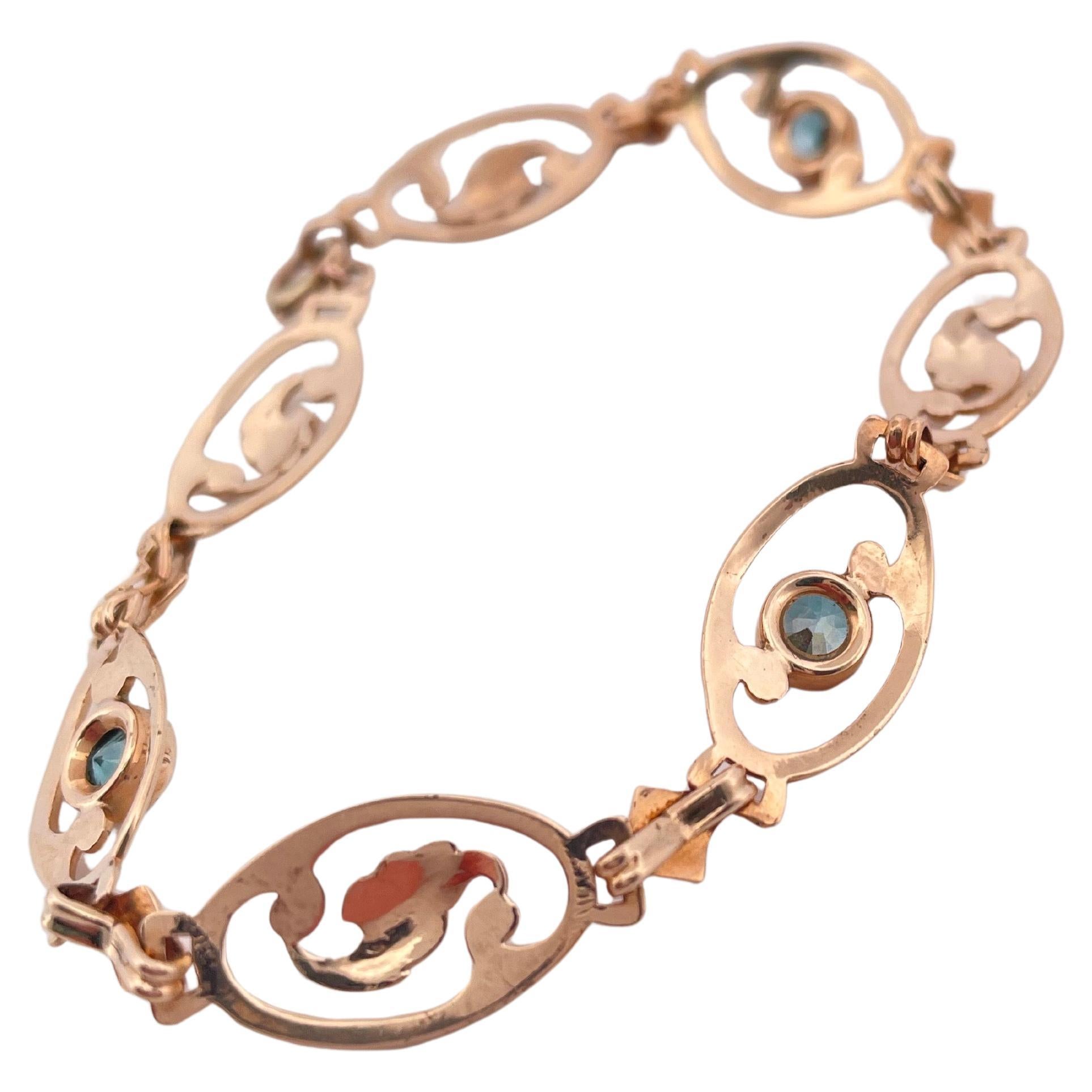 Women's or Men's Three Zircon Stoned Bracelet Set in 10K Yellow Gold For Sale