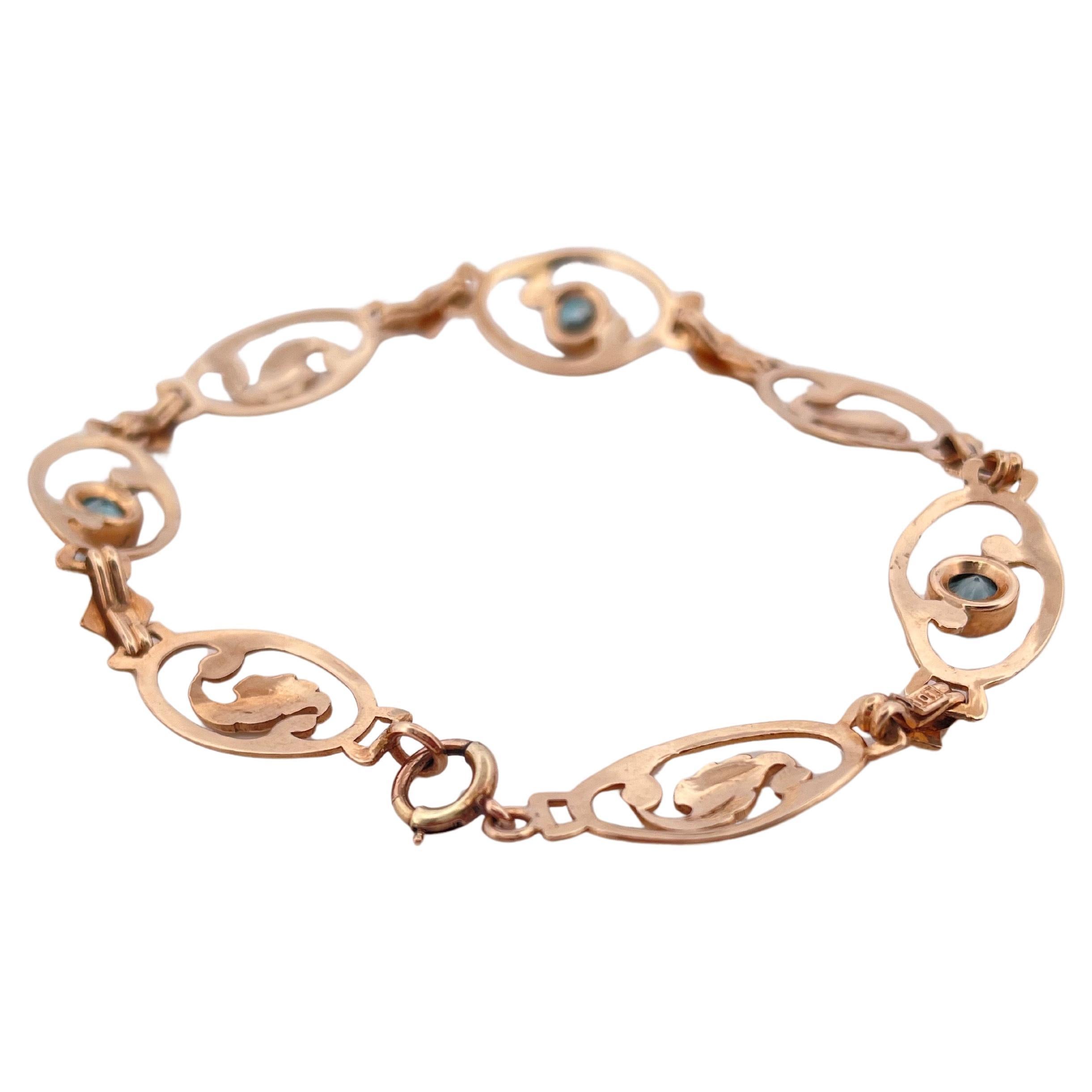 Three Zircon Stoned Bracelet Set in 10K Yellow Gold For Sale 1