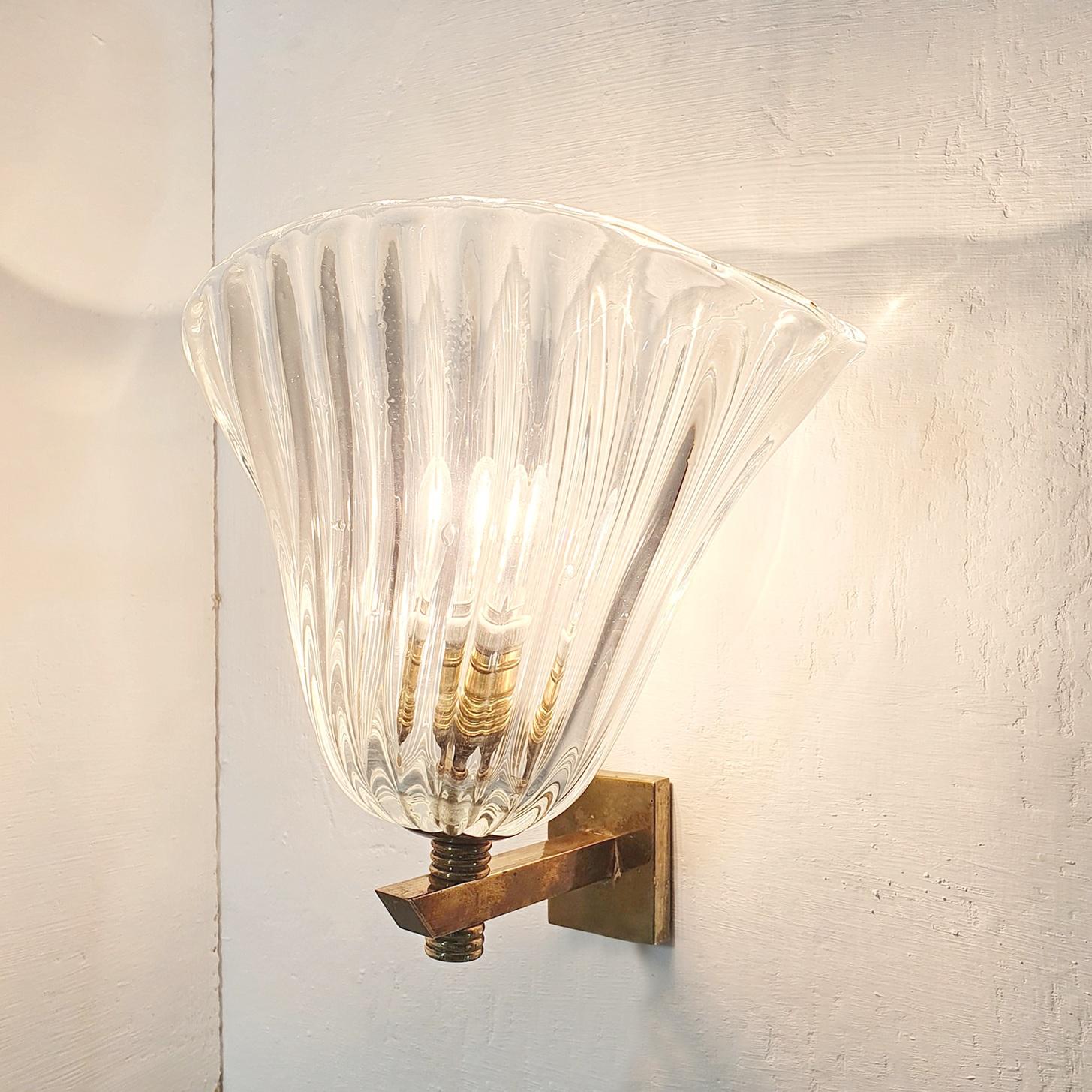 Brass Midcentury Wall Sconce by Seguso Italy