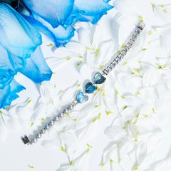 Priyashi Nahata Three's a Crowd Blue Topaz and Grey Pearl Bracelet in 18KWG