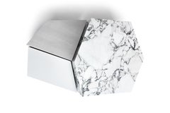 Threesome Coffee Table in calacatta marble, stainless steel and lacquered wood
