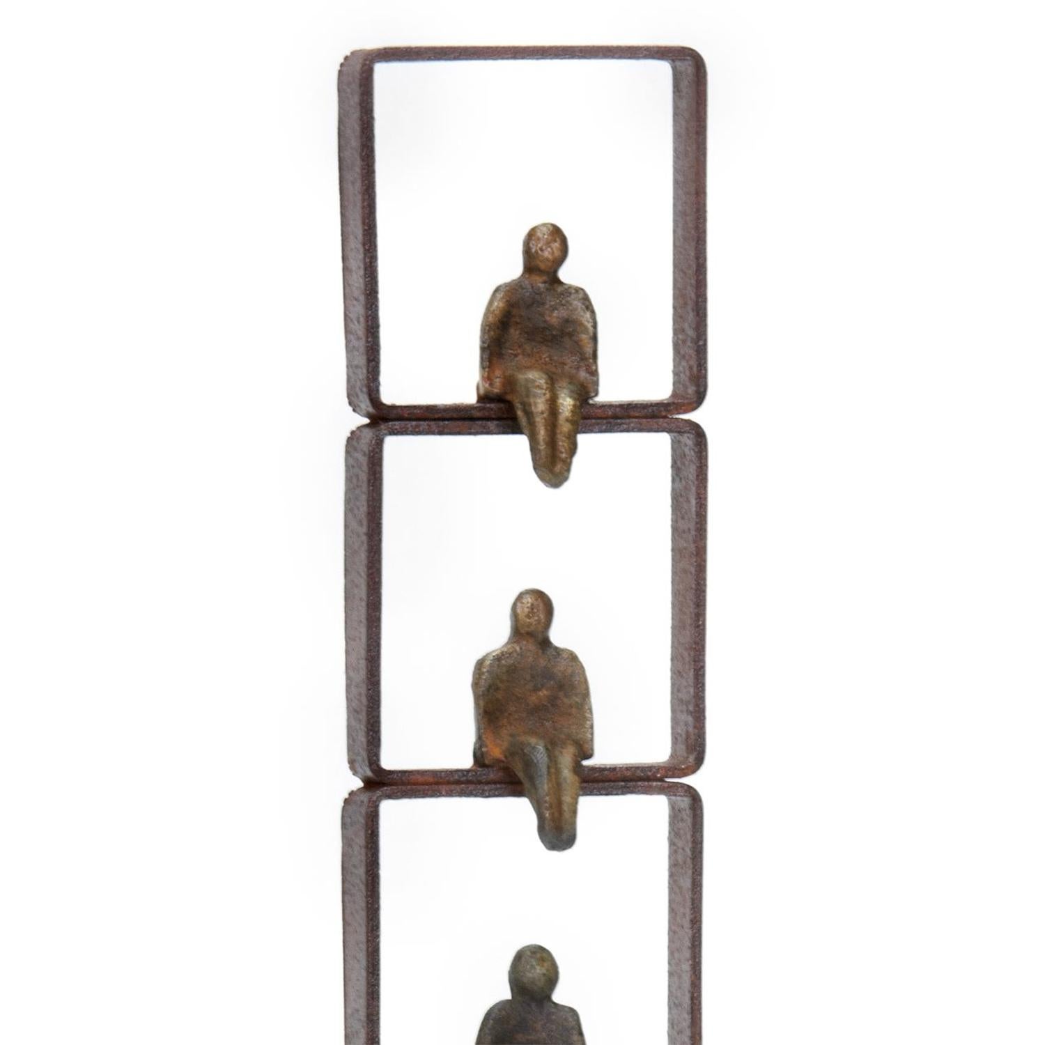 Sculpture Threshold 5 bronze with frame in
iron in oxydised finish and with body sculpture
in solid bronze in brown finish.