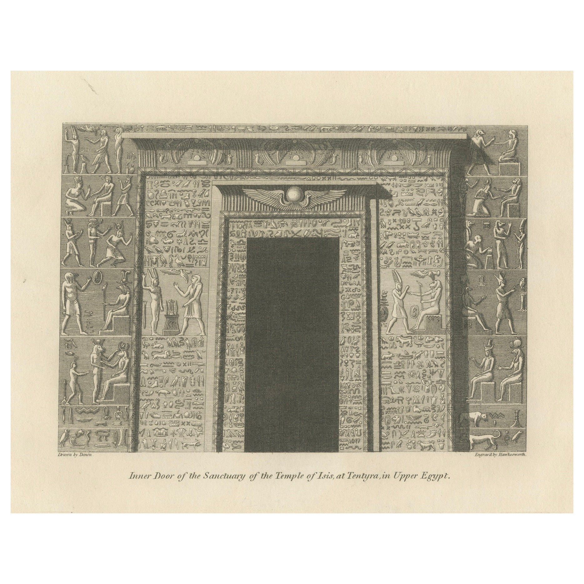 Threshold of Divinity: The Dendera Isis Temple Doorway in Upper Egypt, 1801 For Sale