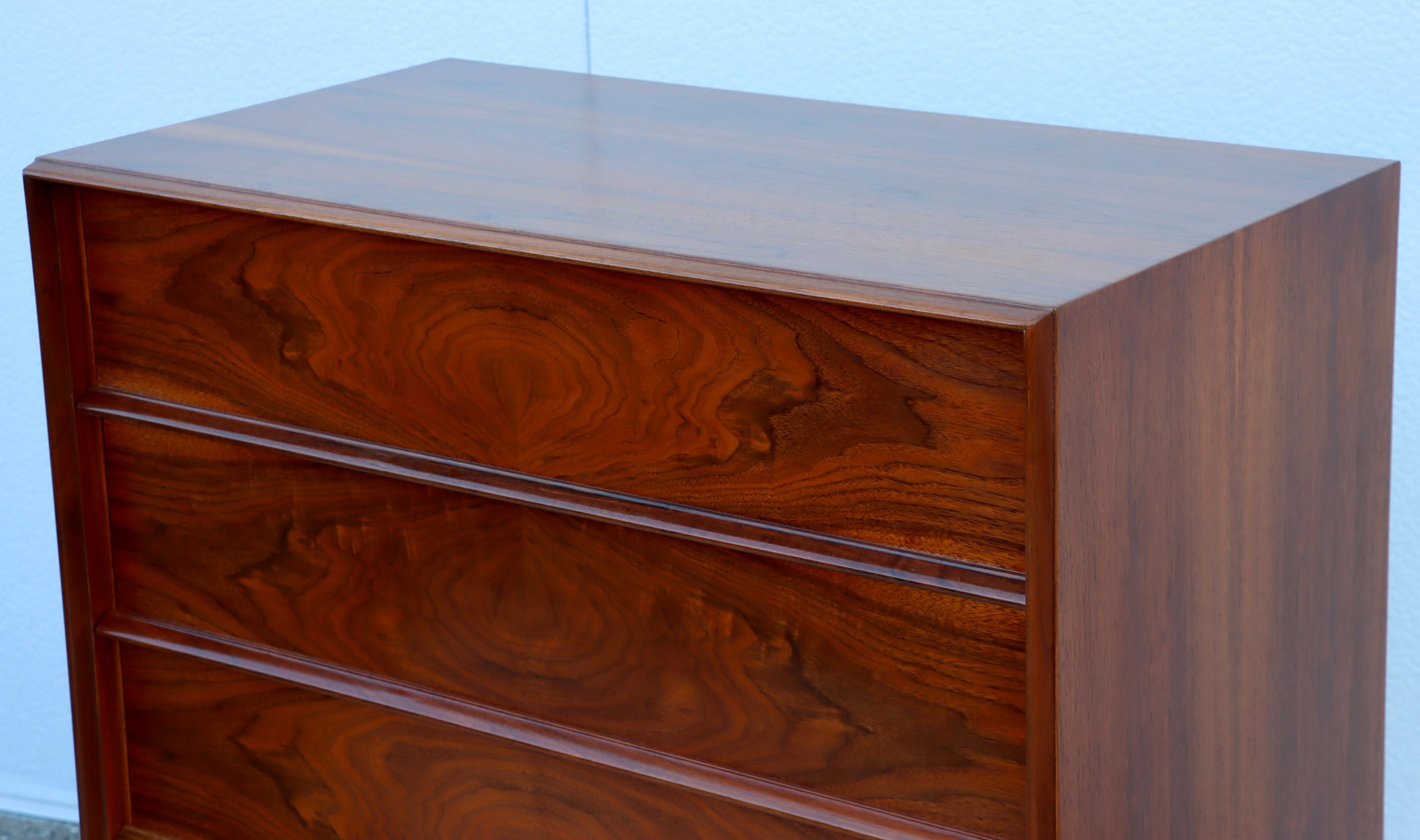 Walnut T.H.Robsjohn Gibbings for Widdicomb 5 Drawer Tall Dresser