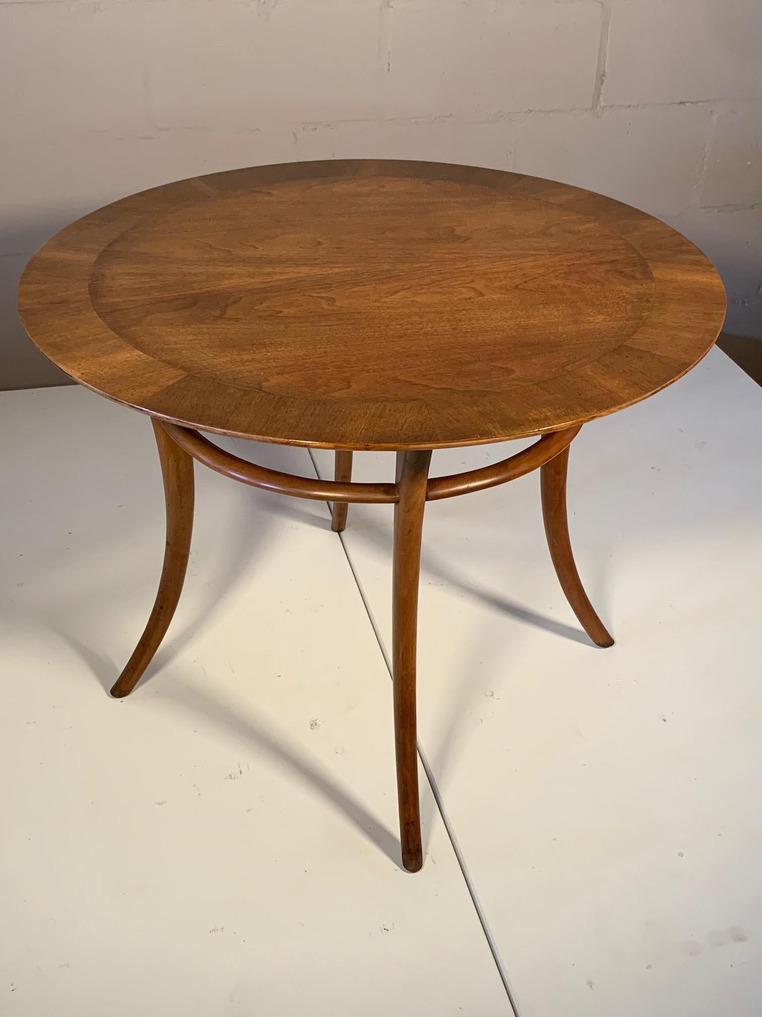 Mid-Century Modern T.H. Robsjohn-Gibbings Lamp Table in Walnut with Klismos Legs