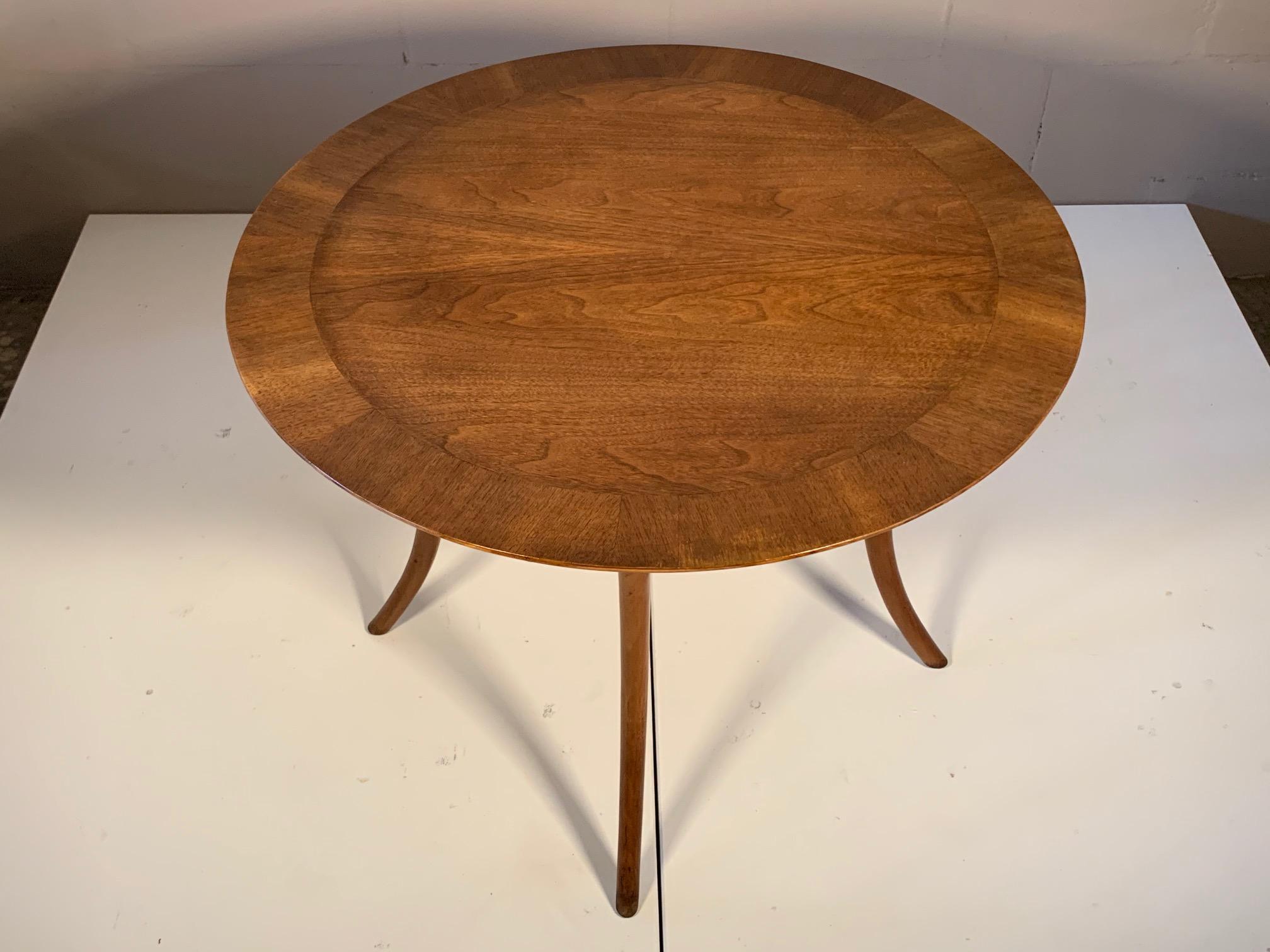 T.H. Robsjohn-Gibbings Lamp Table in Walnut with Klismos Legs 3