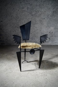 Throne for the King of Birds in Steel and Synthetic Fur by Frederic Gaillard