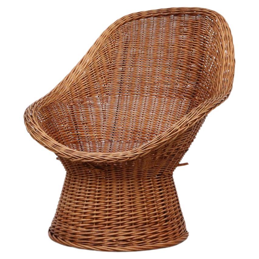 Mid Century Woven Rattan Egg Chair at 1stDibs