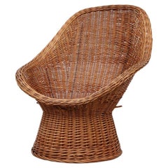 Throne-like Woven Rattan High Back Lounge Chair