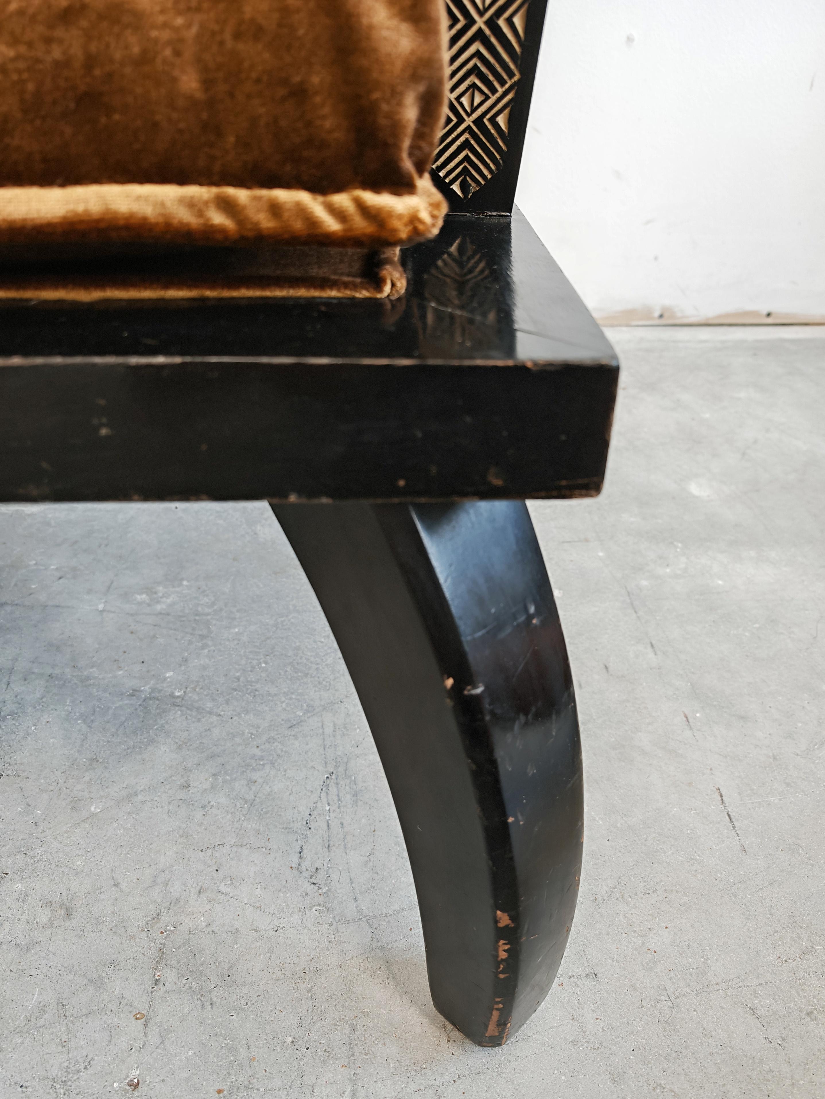 Throne Shaped hand-carved Armchairs in ebonized oak, designed by Ettore Zaccari For Sale 5