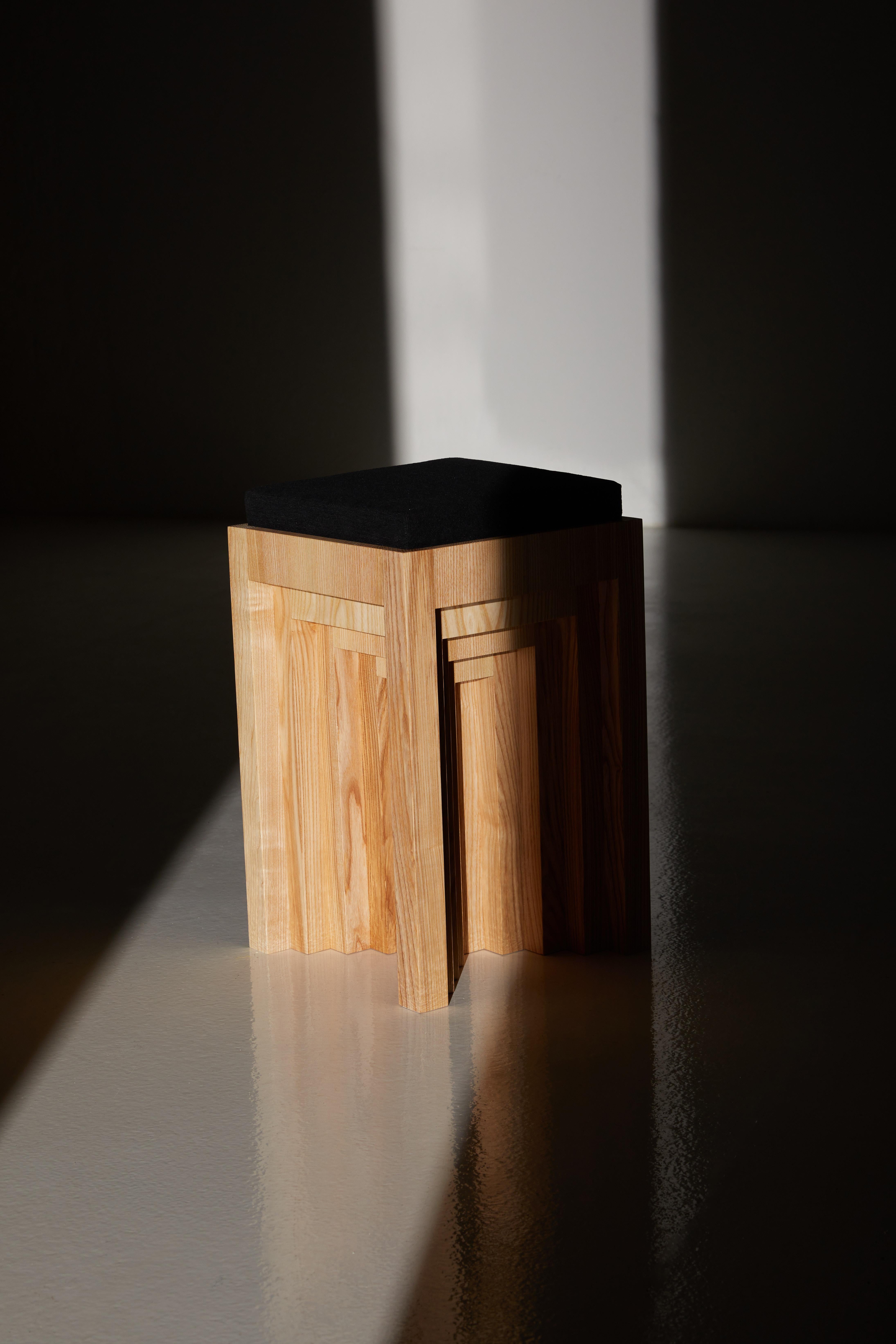 Cubic Shape Natural Ash Wood Side Table by Heilig Objects For Sale 3