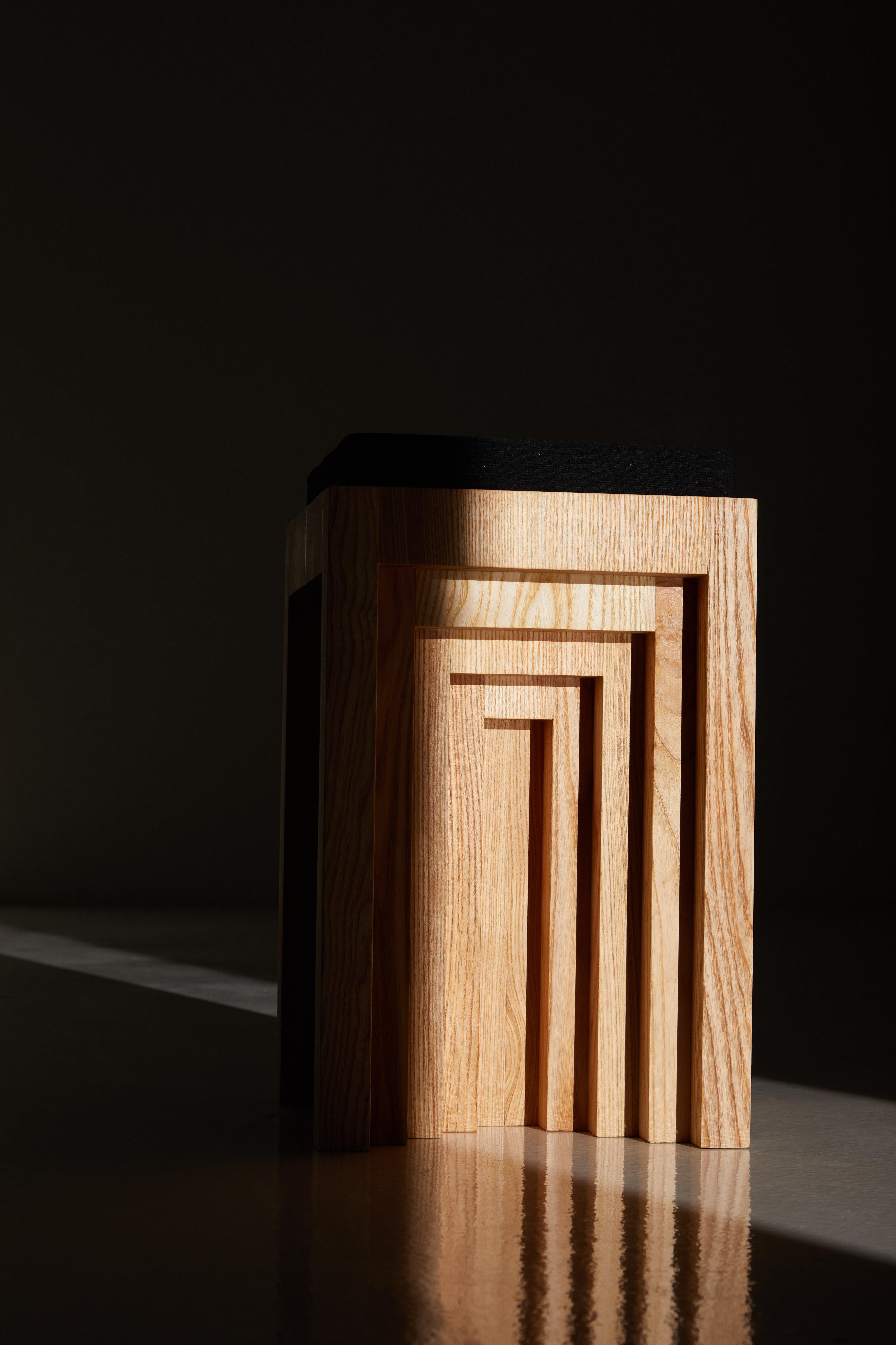 Cubic Shape Natural Ash Wood Side Table by Heilig Objects For Sale 5