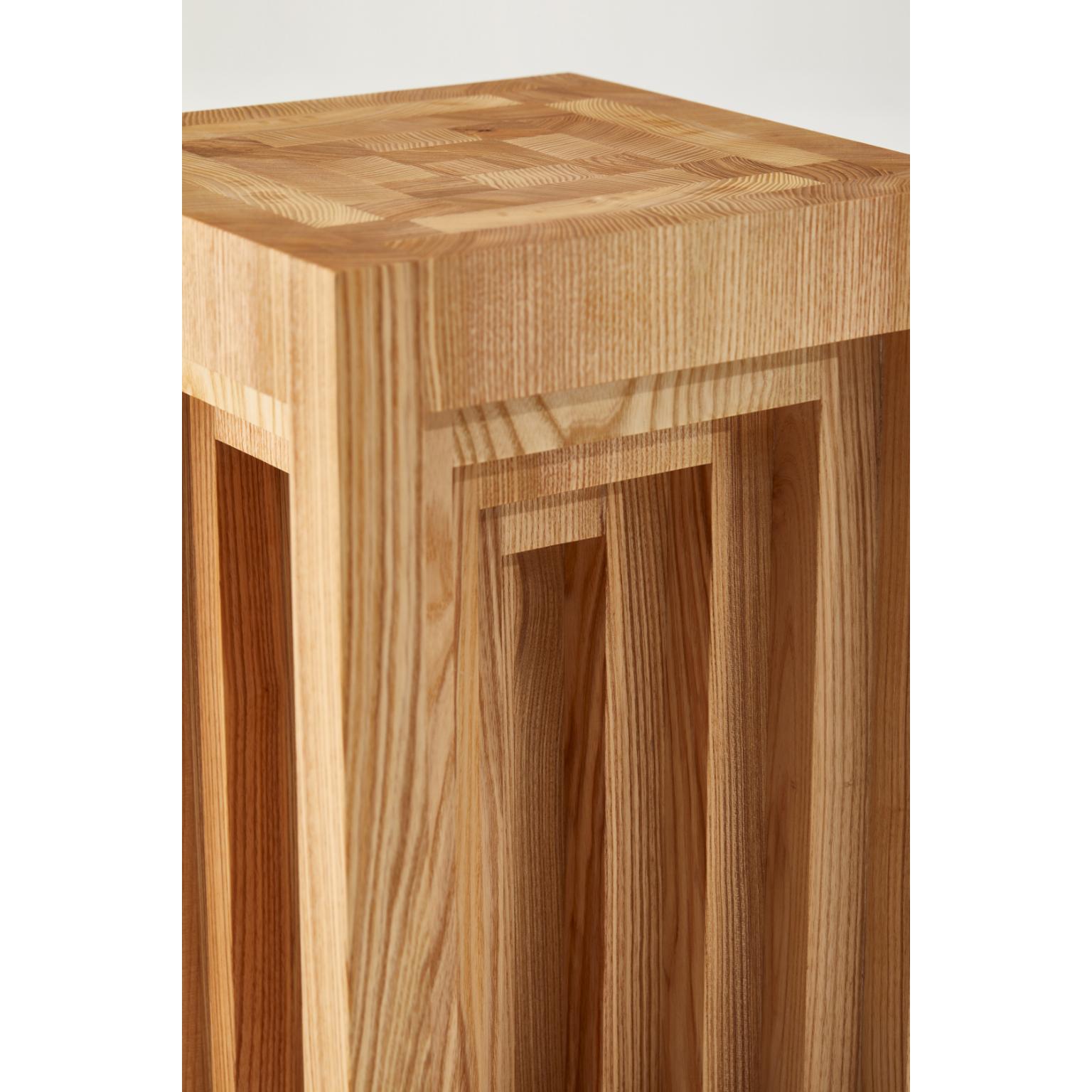 Cubic Shape Natural Ash Wood Side Table by Heilig Objects In New Condition For Sale In Geneve, CH