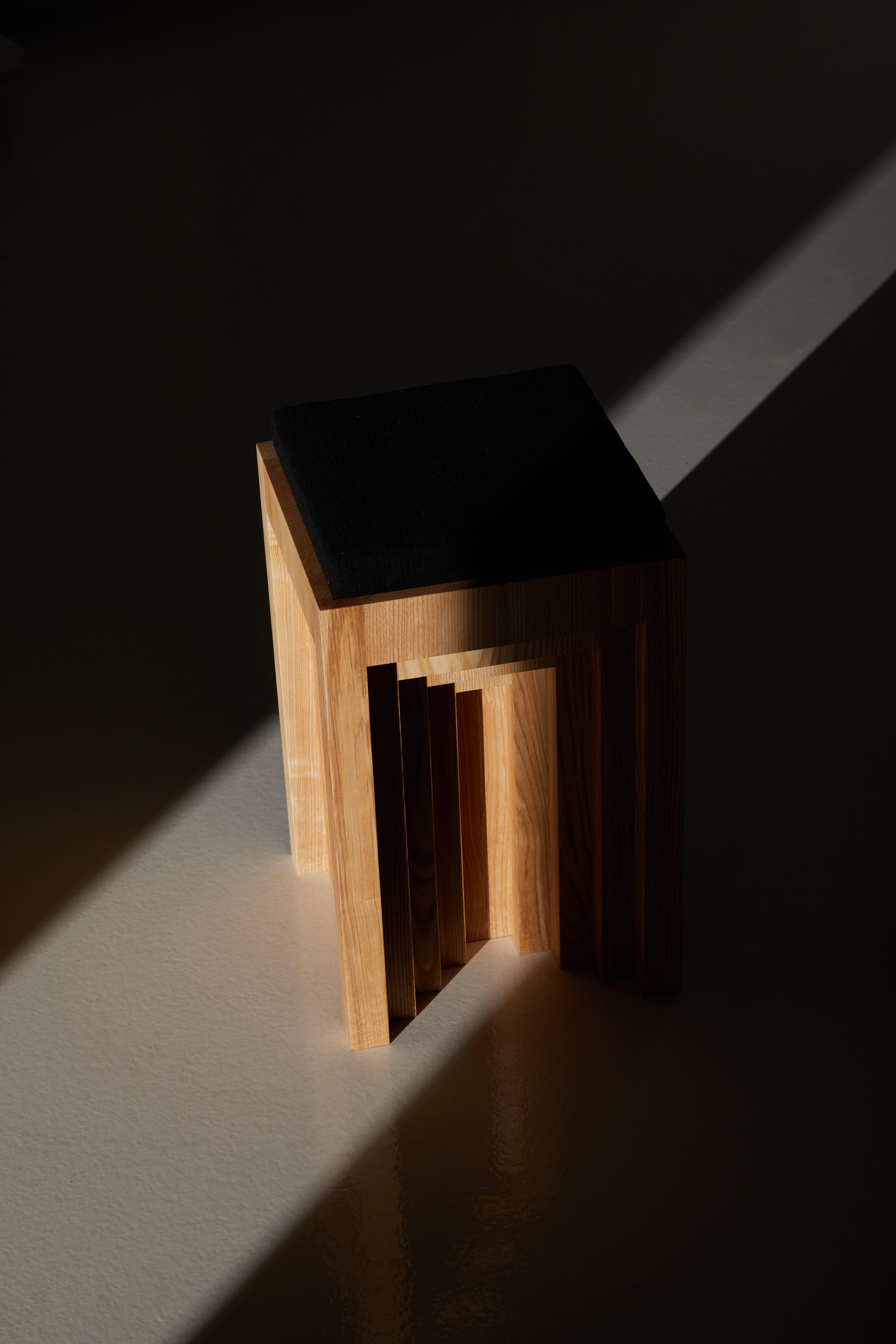 Cubic Shape Natural Ash Wood Side Table by Heilig Objects For Sale 2