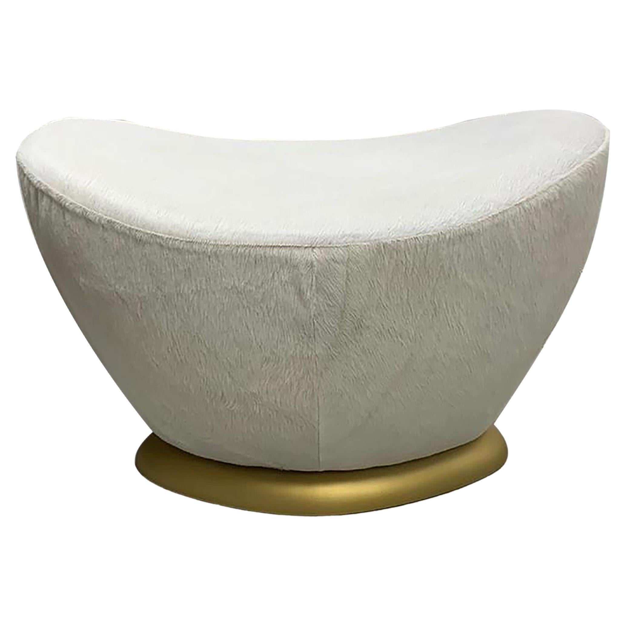 Throne Style Ottoman with Curved Seat For Sale