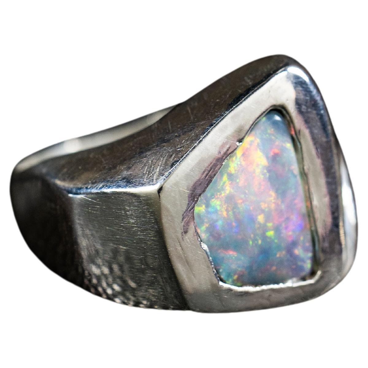 Through Dimensions (Australian Opal, Sterling Silver Ring) by Ken Fury For Sale