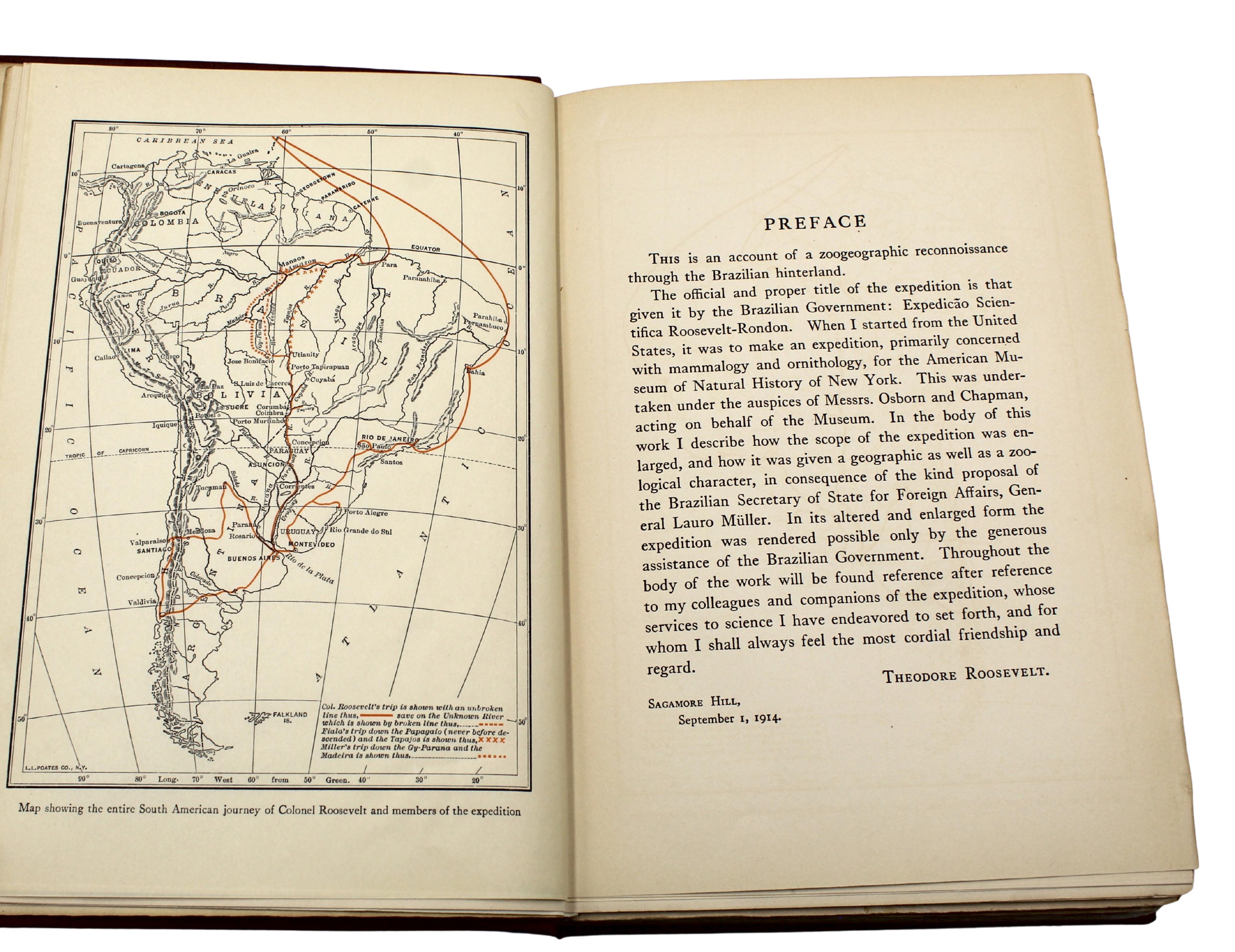 Début du 20ème siècle Through the Brazilian Wilderness by Theodore Roosevelt, First Edition, 1914 en vente
