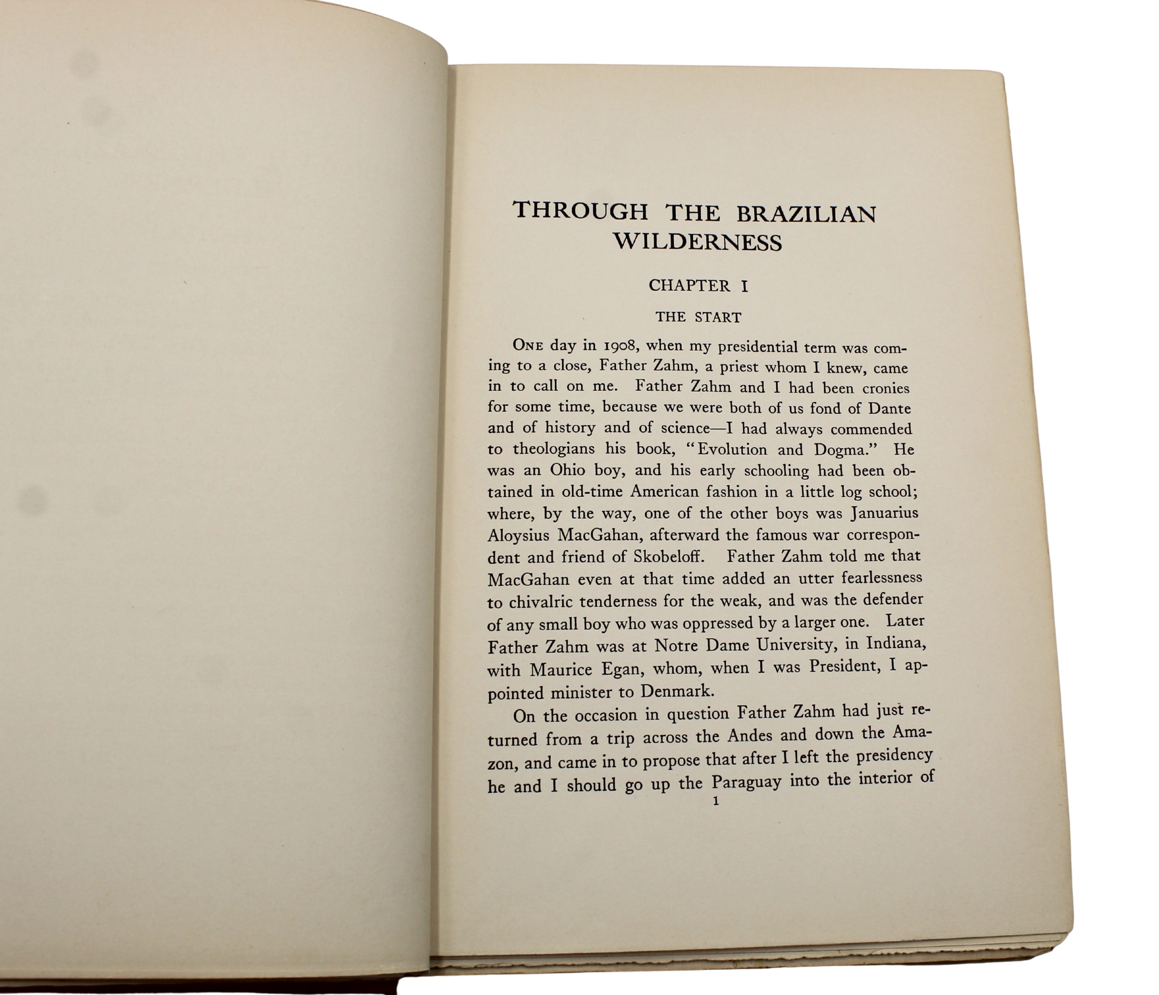 Tissu Through the Brazilian Wilderness by Theodore Roosevelt, First Edition, 1914 en vente