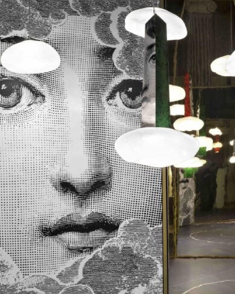THROUGH THE CLOUDS Malachite Small Pendant lamp by Fornasetti for Wonderglass In New Condition For Sale In Brooklyn, NY