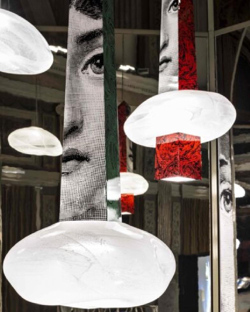 THROUGH THE CLOUDS Marbalia Large Pendant lamp by Fornasetti for Wonderglass In New Condition For Sale In Brooklyn, NY