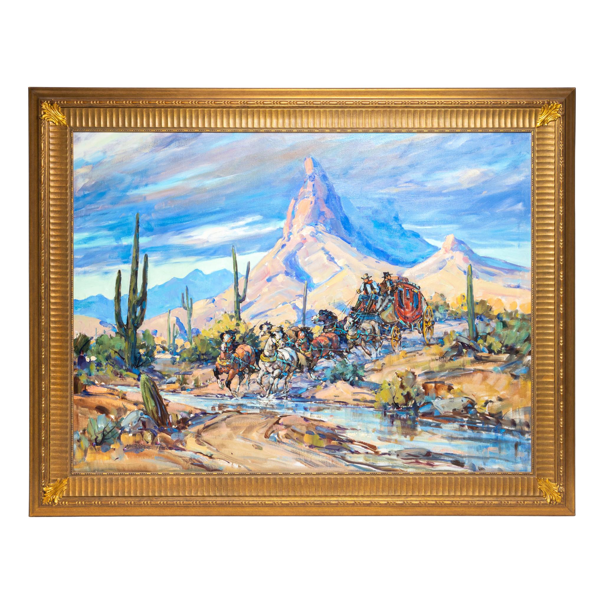 Peint à la main Through the Pugho Pass - Butterfield Trail Original Oil Paintingby Marjorie Reed en vente