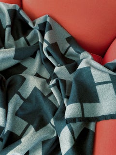 Wool Blanket Pattern Green Petrol Woven of Extra Fine Merino by Catharina Mende