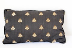 Throw Decorative Black and Gold Silk Accent Pillow