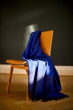 Wool Blanket Geometrics Blue Woven of Merino and Cashmere by Catharina Mende