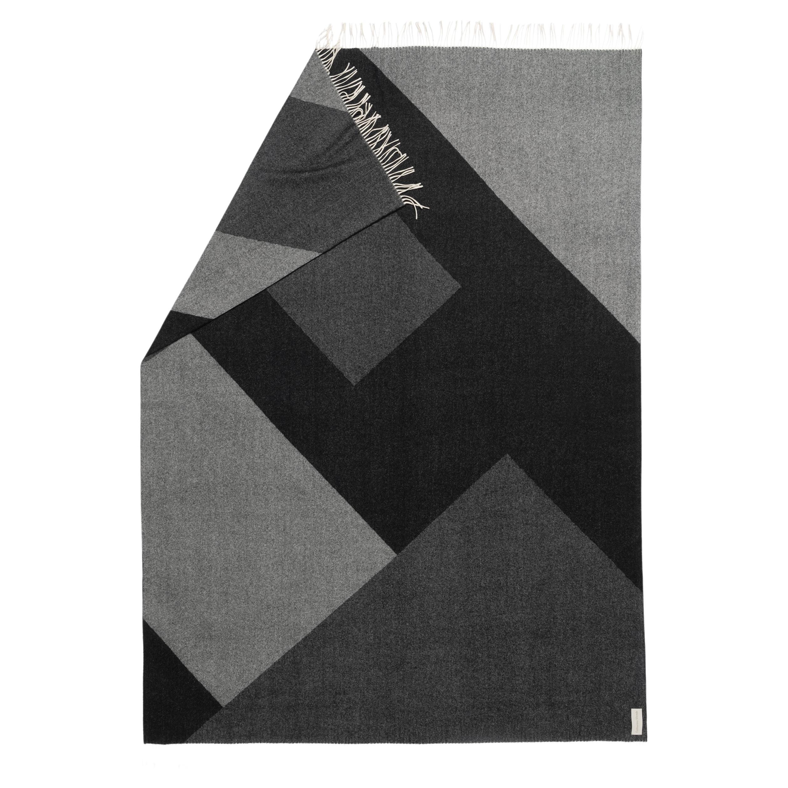 Manta de lana Geométrica Gris Tejida de Merino y Cachemira por Catharina Mende en venta
