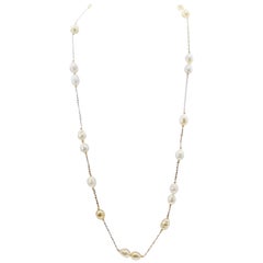 Throw-On Delicate Lariat Rope Necklace in 18k Gold with South Sea Pearls