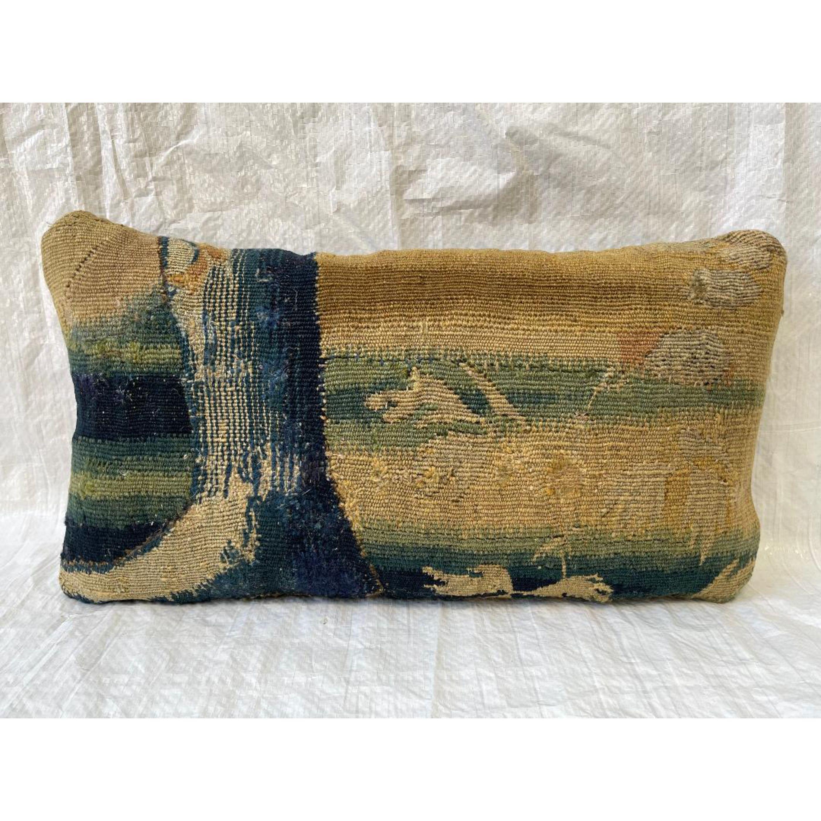 18th Century and Earlier Throw Pillow Made from 16th Century Flemish Tapestry For Sale