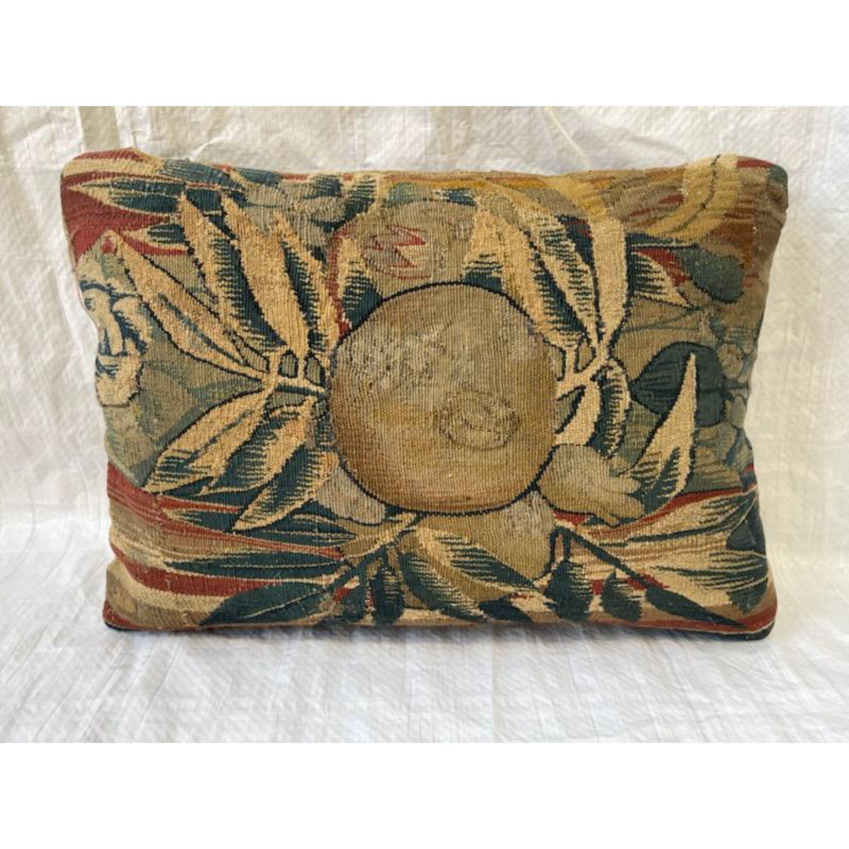 Turkish Throw Pillow Made from 17th Century Brussels Tapestry For Sale