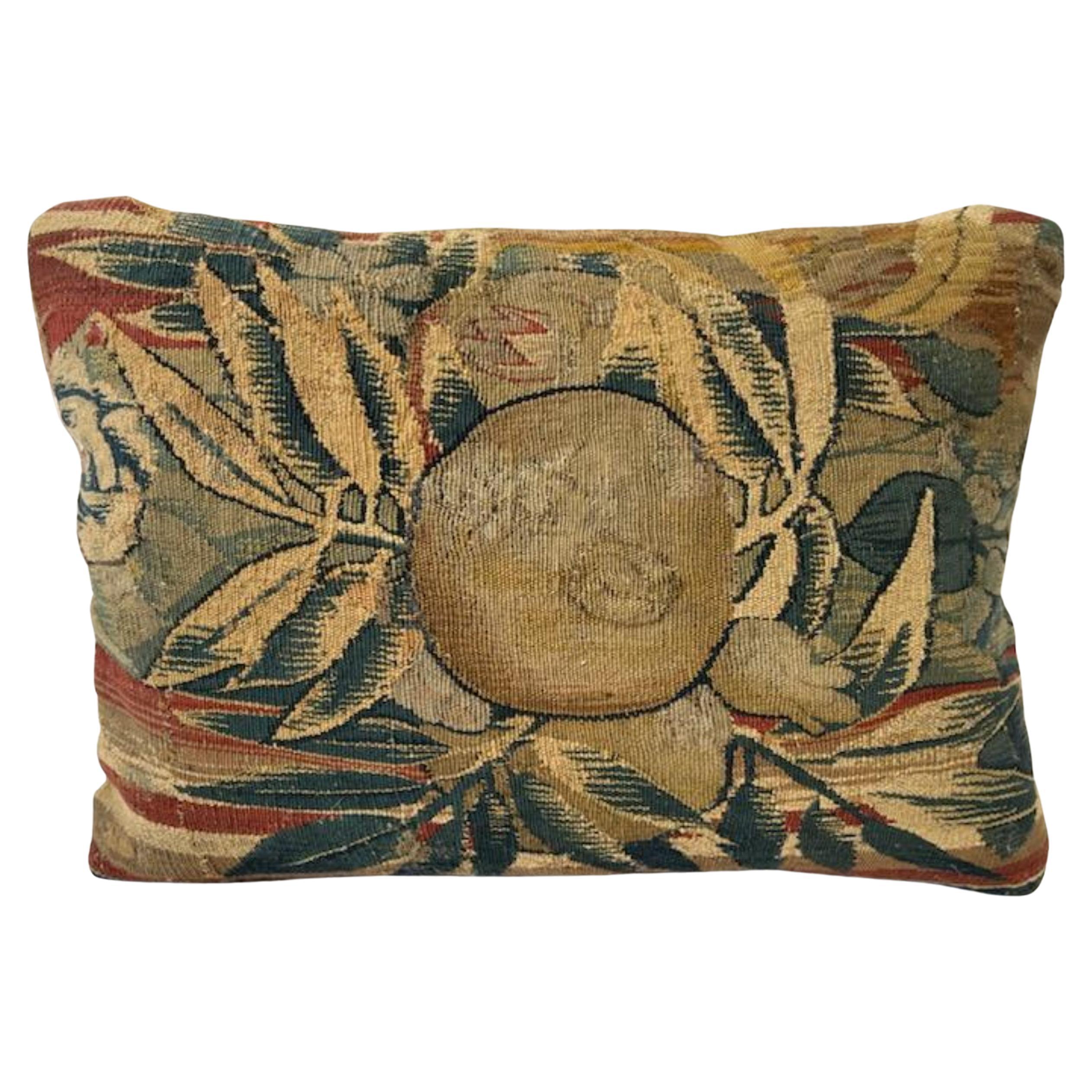 Throw Pillow Made from 17th Century Brussels Tapestry For Sale