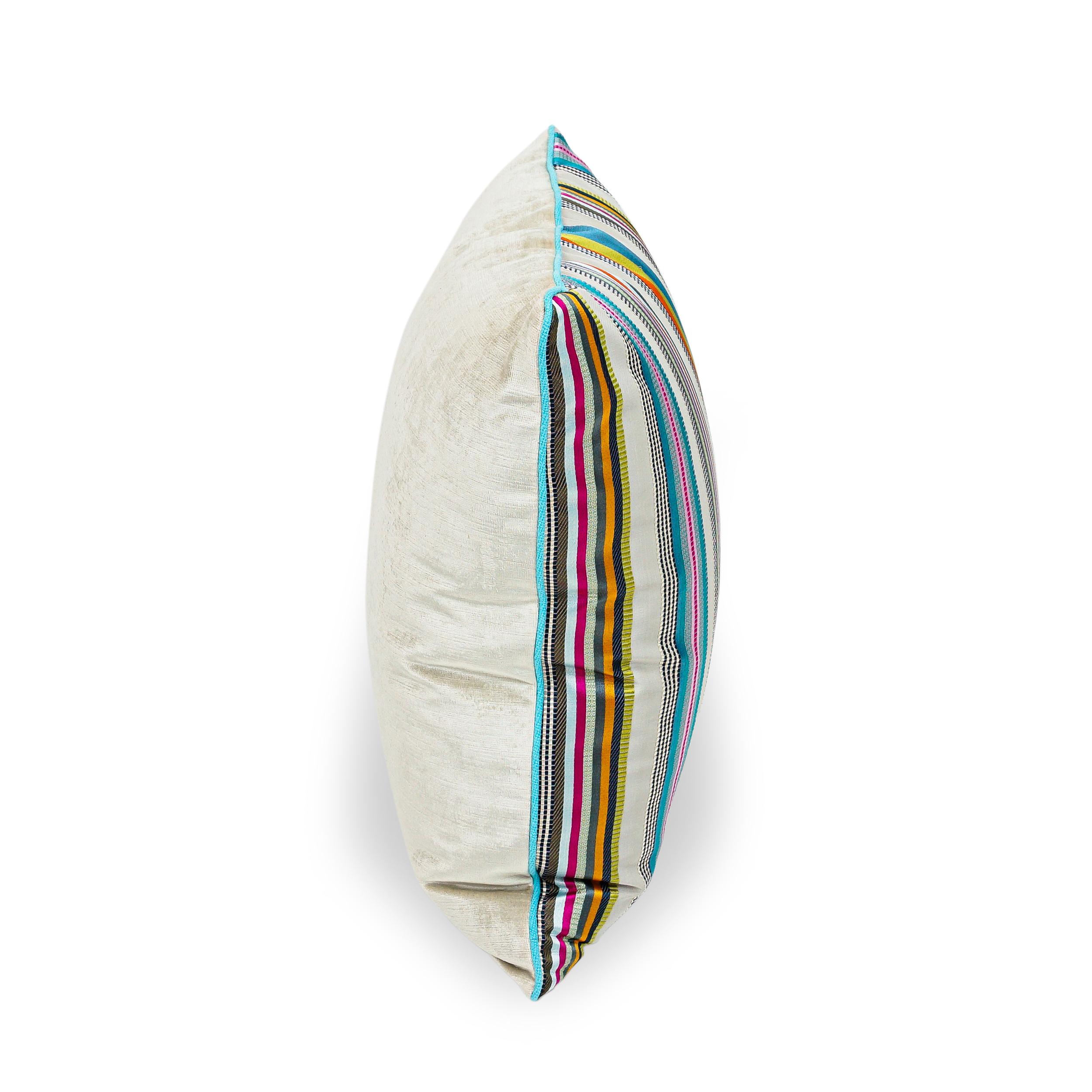 Throw Pillows with Colorful Satin Stripes For Sale 1