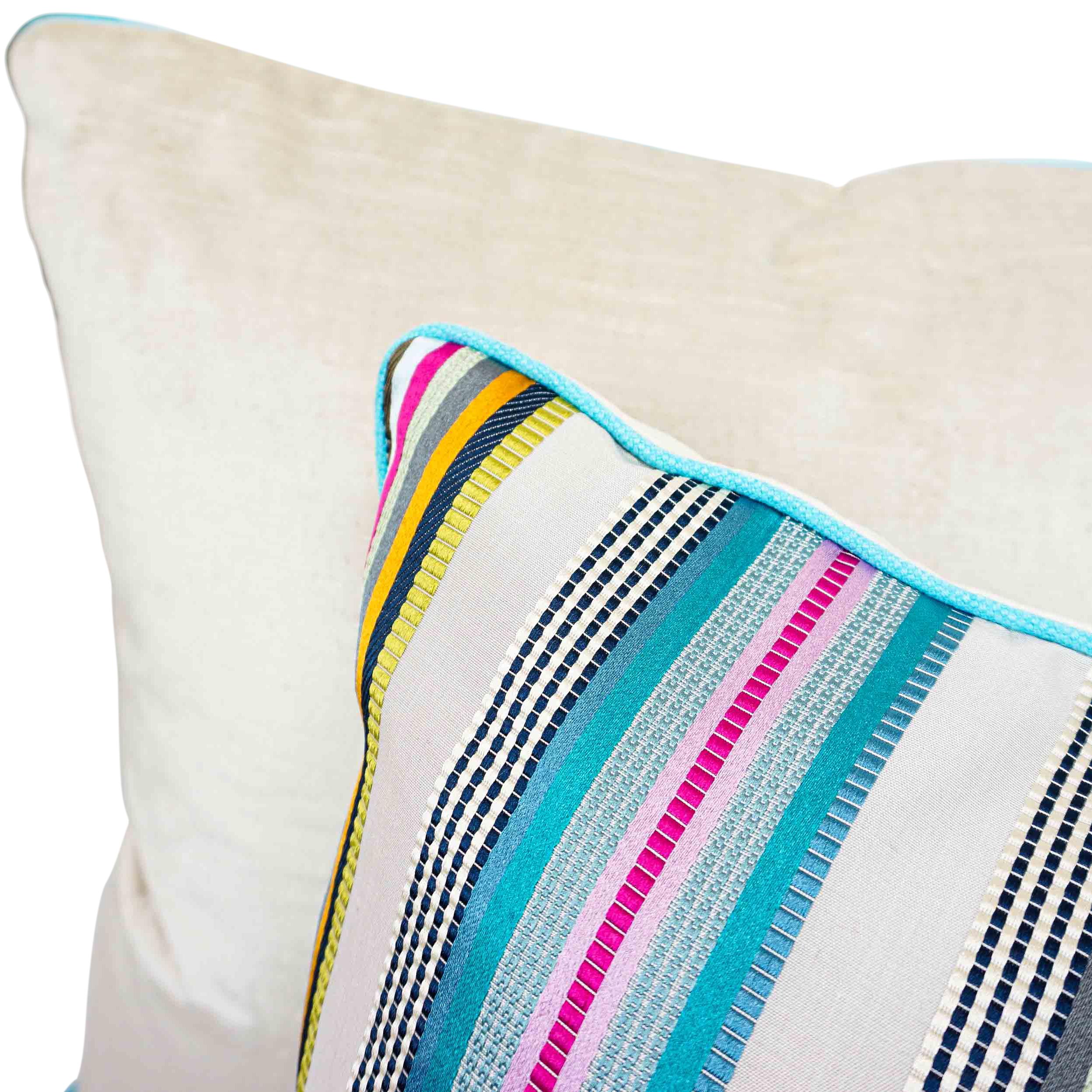 Throw Pillows with Colorful Satin Stripes For Sale 4